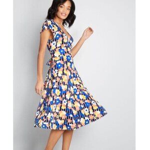 Modcloth‎ Tie Back Floral Knit Midi Dress Size Small Retro